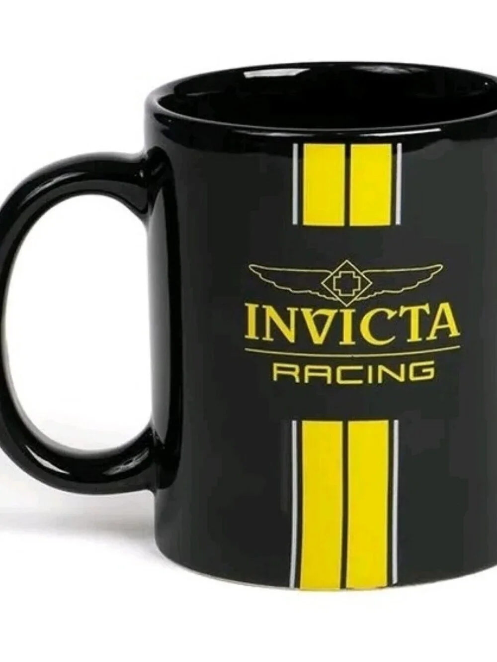 ☕️ NEW Invicta Set of 2 Ceramic F2 Racing Coffee Mugs Cups Black & Yellow IG0328